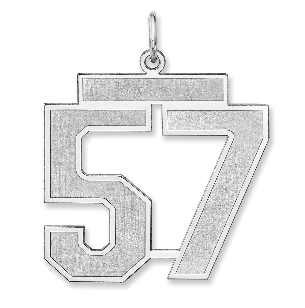 Sterling Silver/Rhodium-plated Satin Number Charm