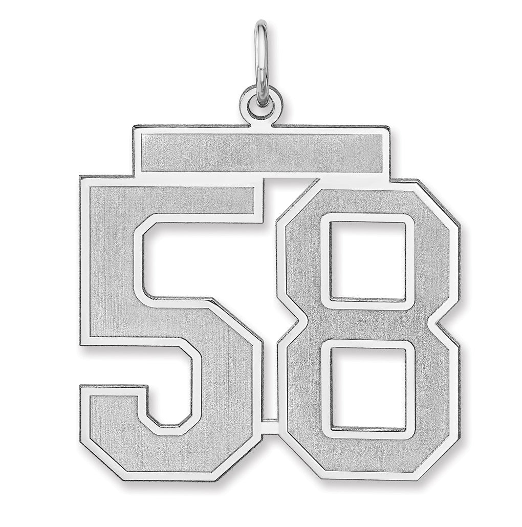 Sterling Silver/Rhodium-plated Satin Number Charm