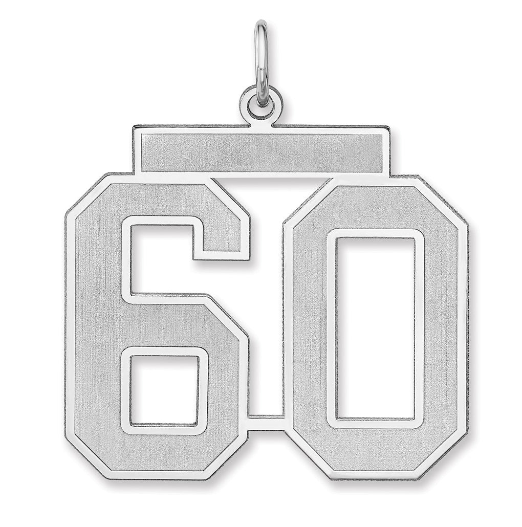 Sterling Silver/Rhodium-plated Satin Number Charm