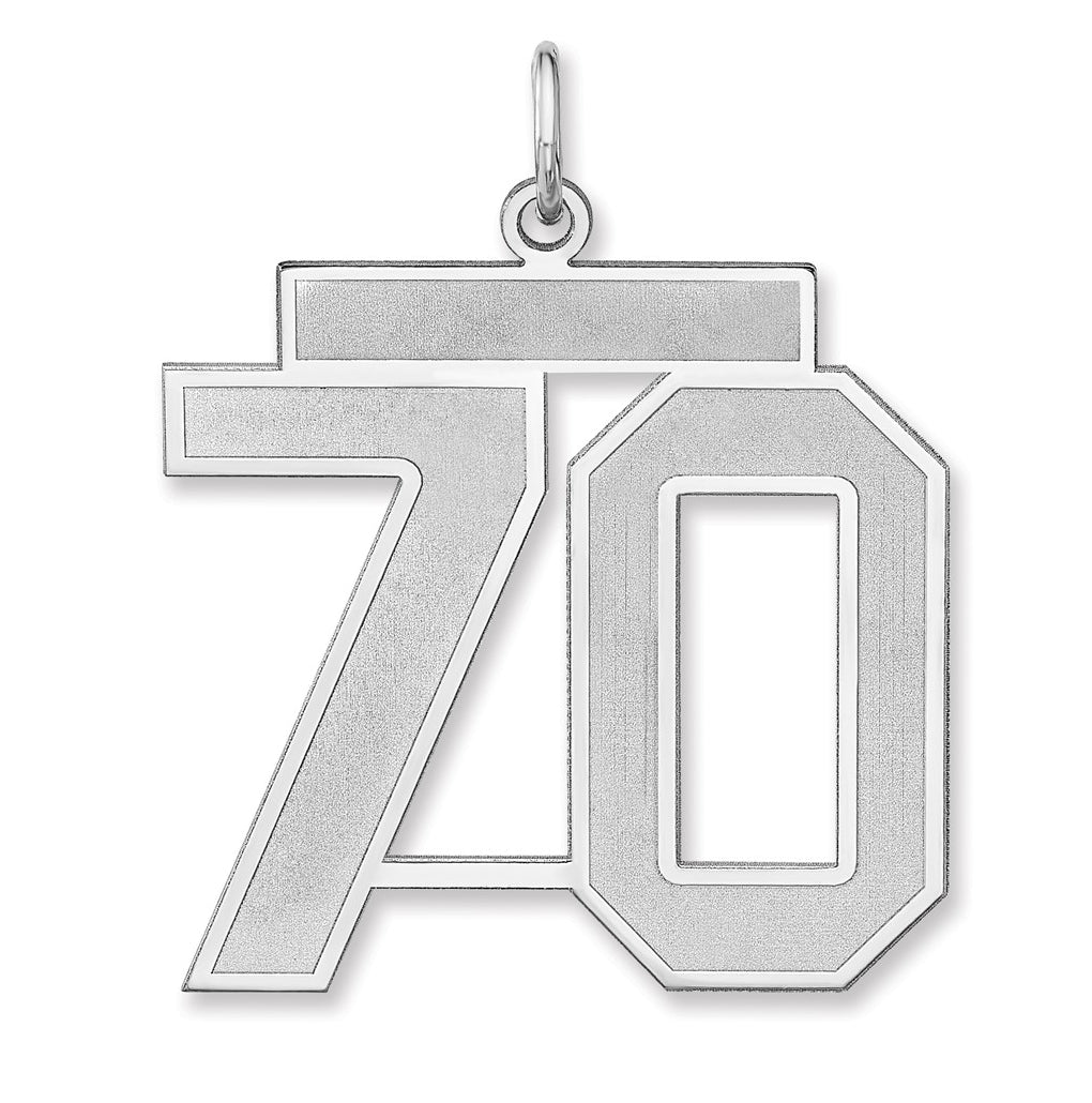 Sterling Silver/Rhodium-plated Satin Number Charm