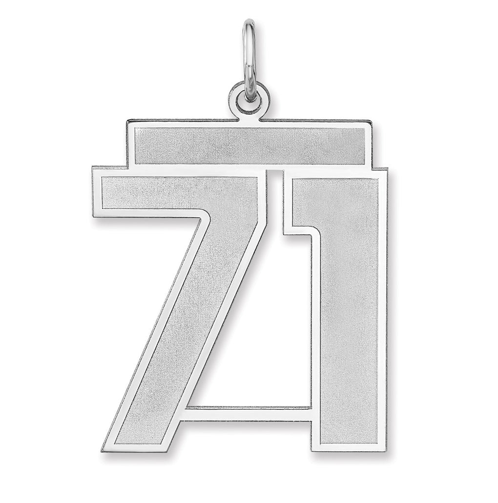Sterling Silver/Rhodium-plated Satin Number Charm