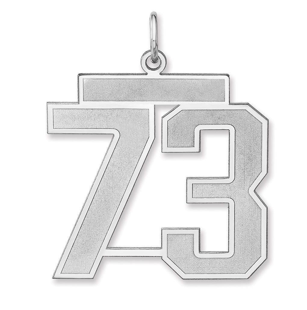 Sterling Silver/Rhodium-plated Satin Number Charm