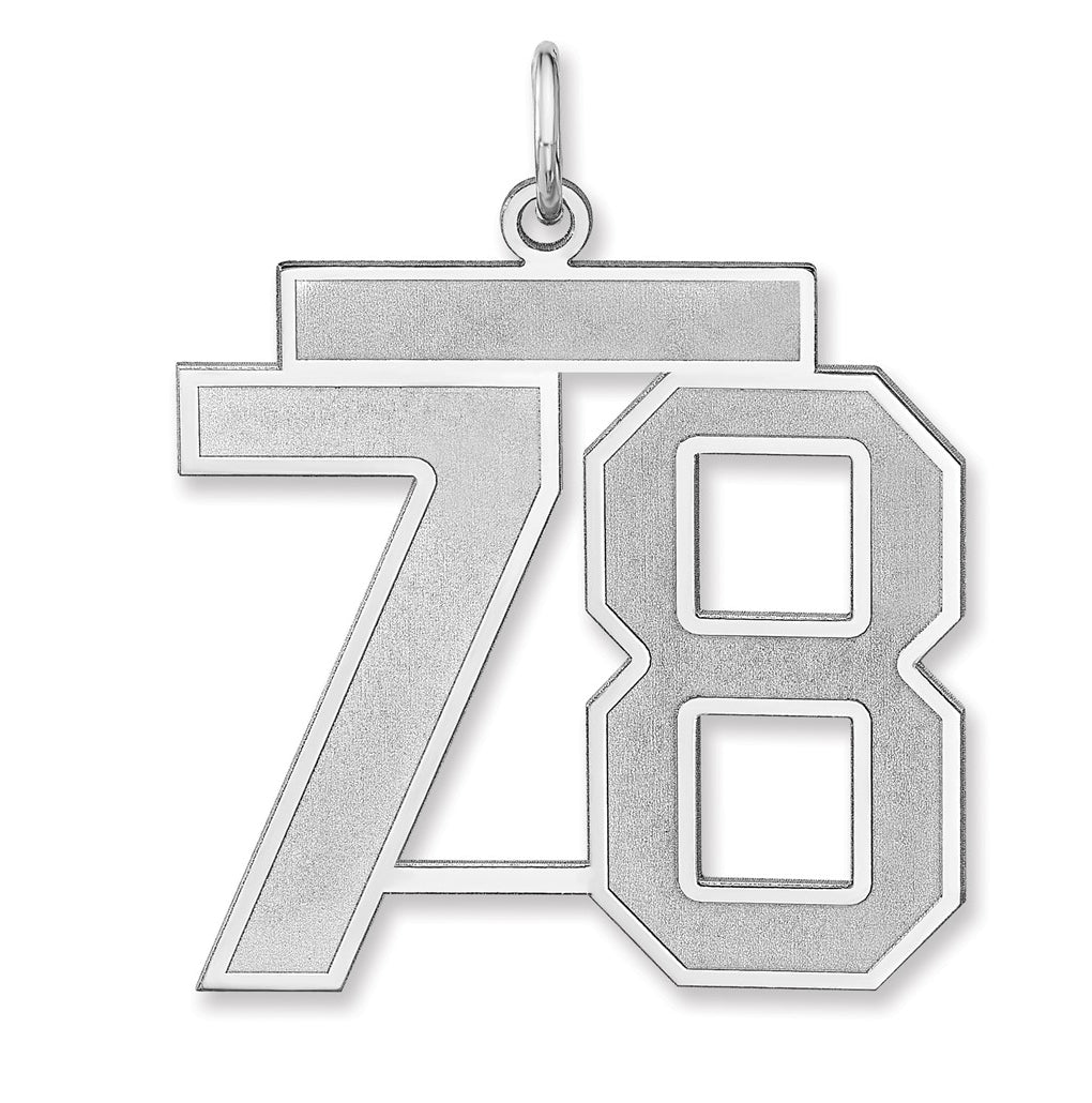 Sterling Silver/Rhodium-plated Satin Number Charm