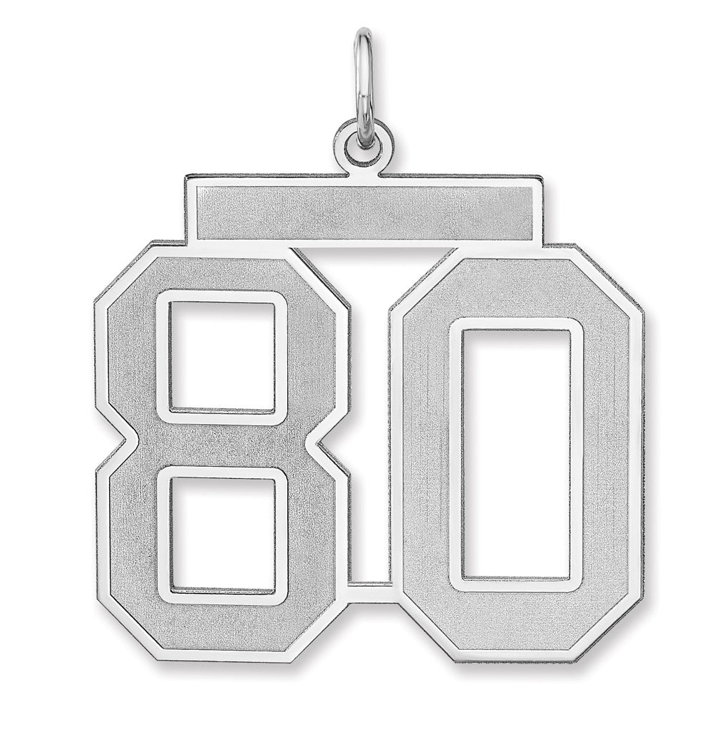 Sterling Silver/Rhodium-plated Satin Number Charm