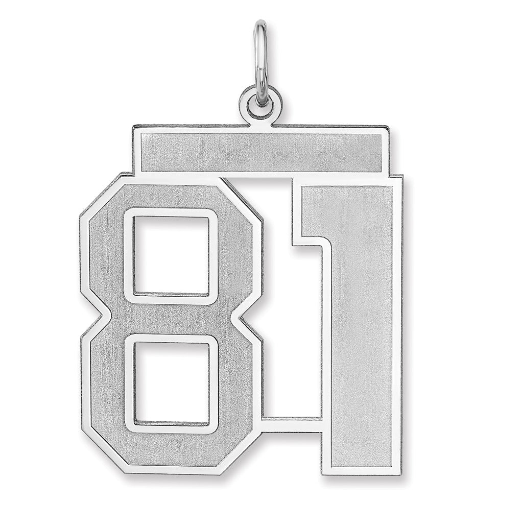 Sterling Silver/Rhodium-plated Satin Number Charm