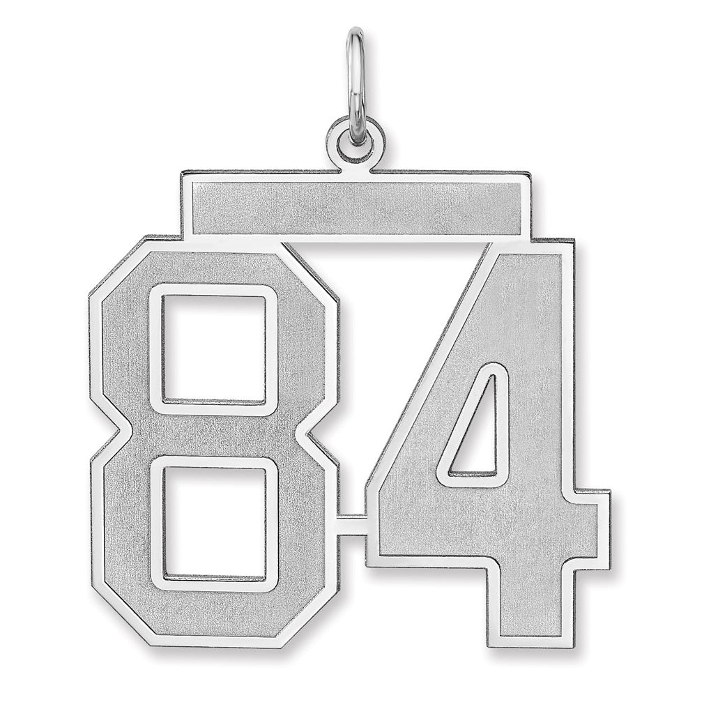 Sterling Silver/Rhodium-plated Satin Number Charm
