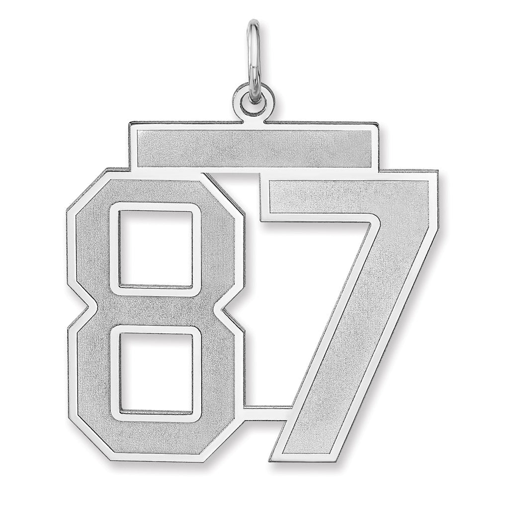 Sterling Silver/Rhodium-plated Satin Number Charm