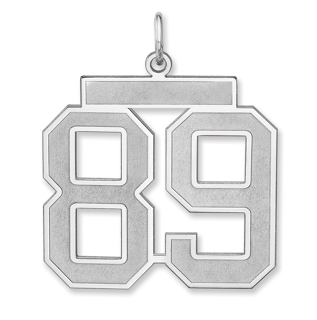 Sterling Silver/Rhodium-plated Satin Number Charm
