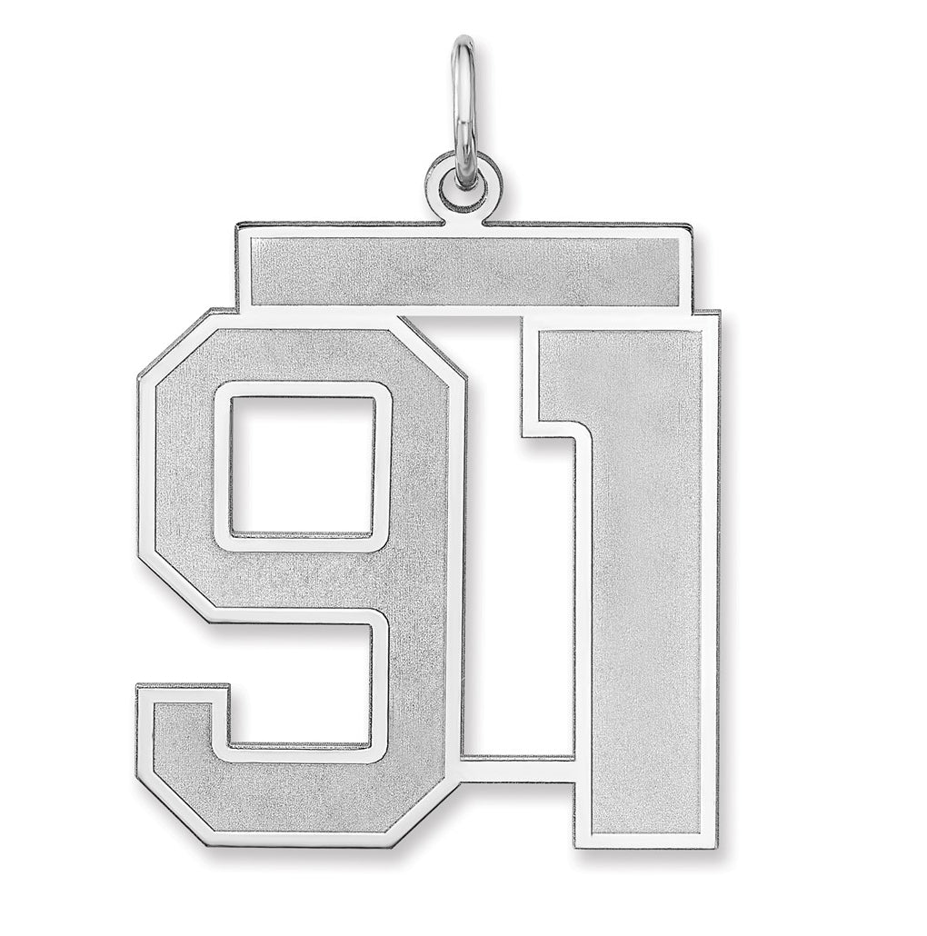 Sterling Silver/Rhodium-plated Satin Number Charm