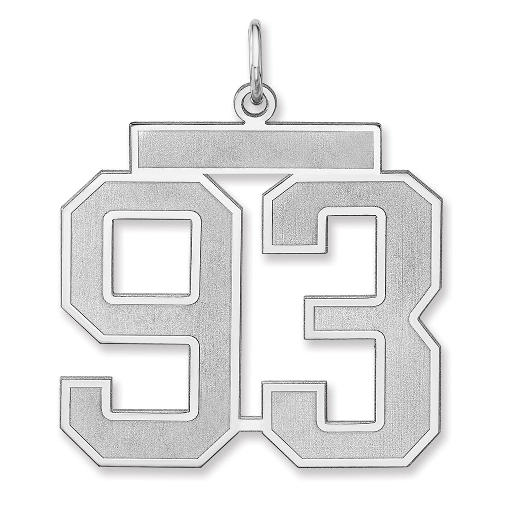 Sterling Silver/Rhodium-plated Satin Number Charm