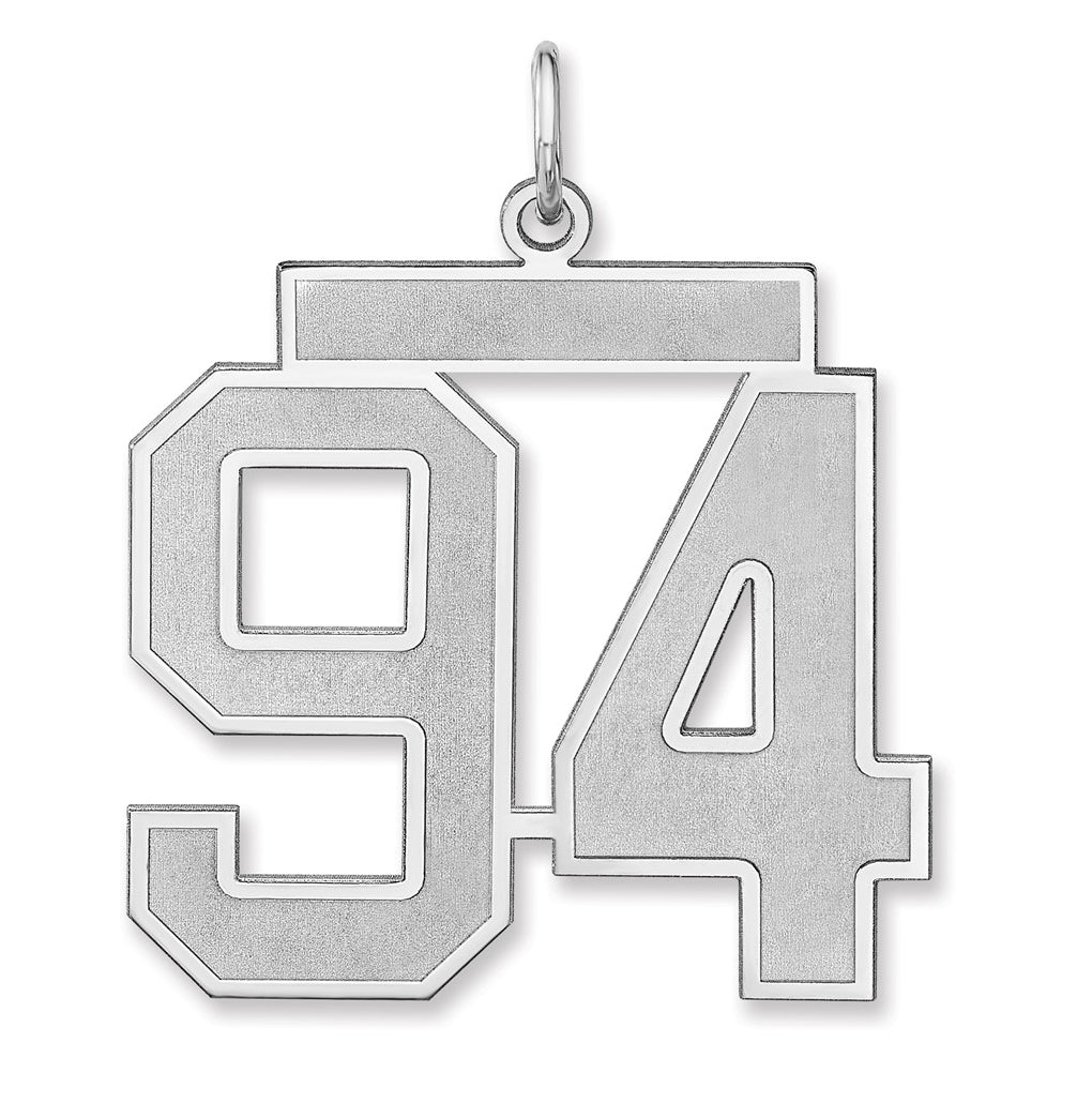 Sterling Silver/Rhodium-plated Satin Number Charm