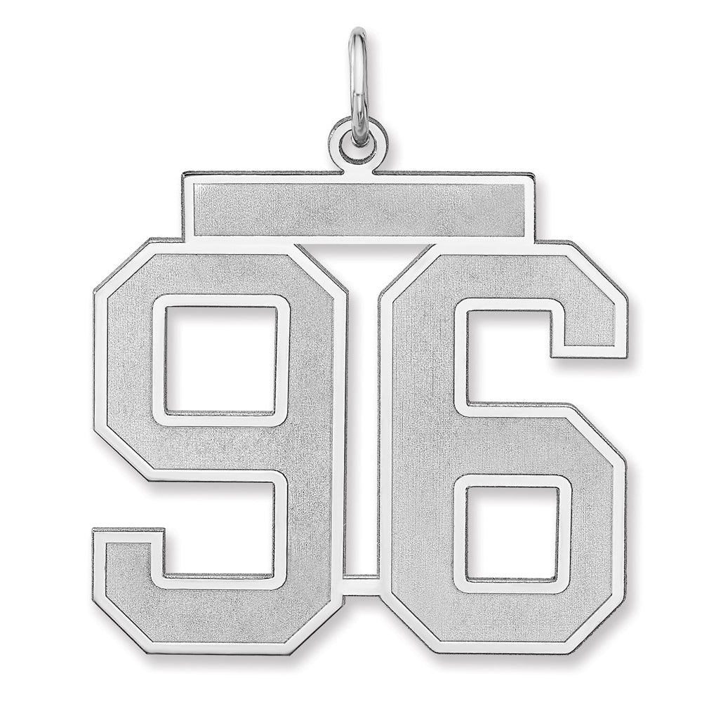 Sterling Silver/Rhodium-plated Satin Number Charm