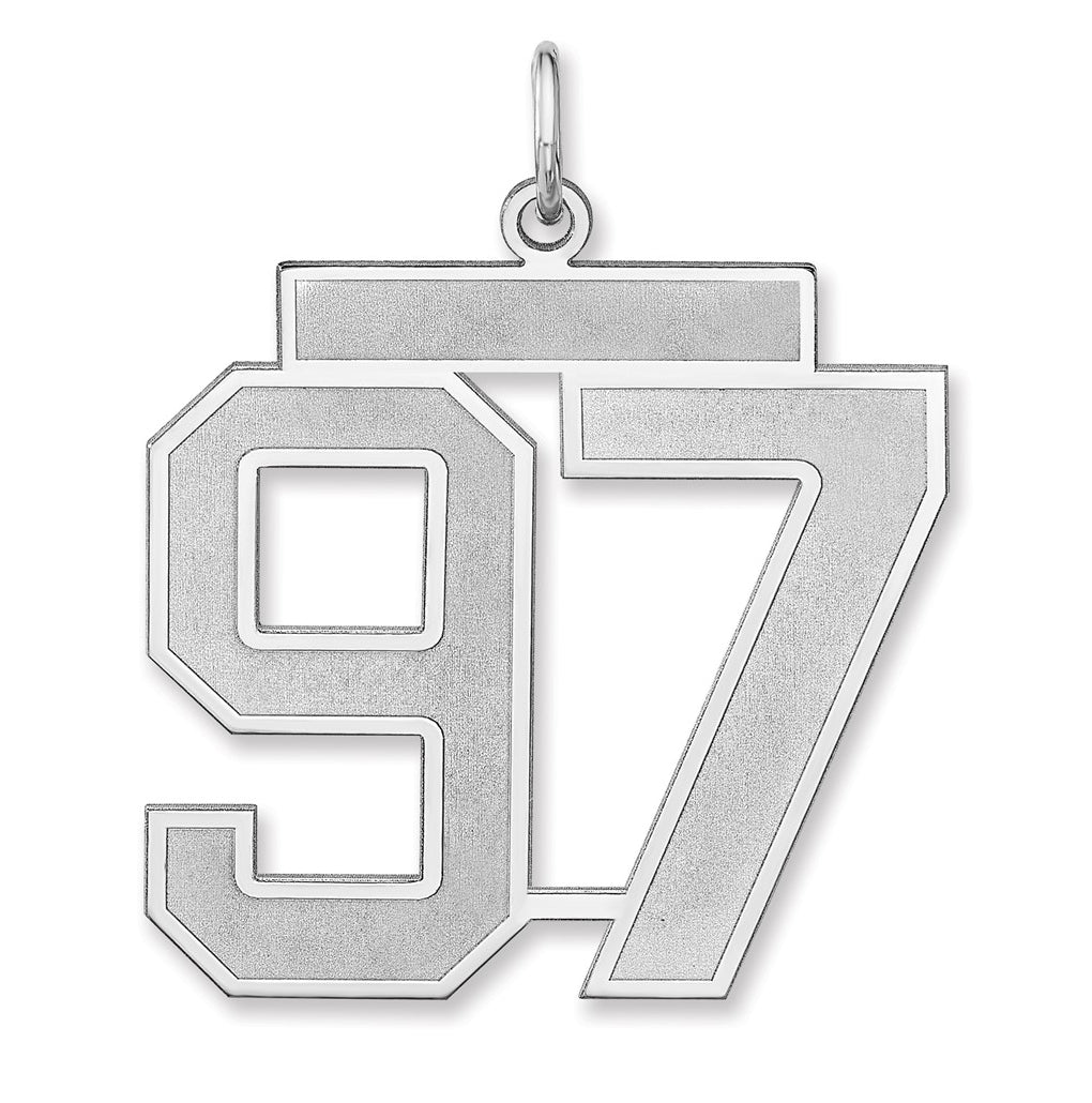 Sterling Silver/Rhodium-plated Satin Number Charm