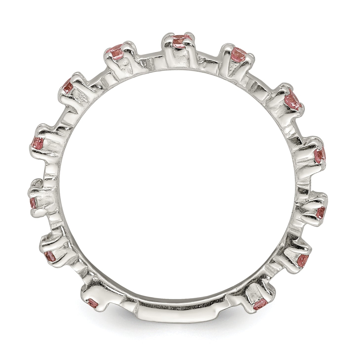 Sterling Silver Polished Pink Cubic Zirconia Children's Ring, Size 3