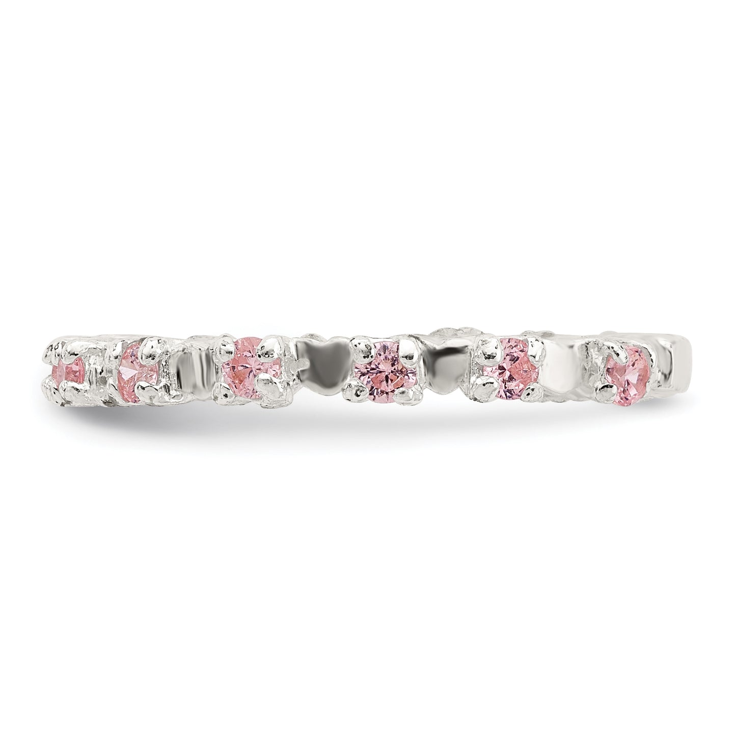 Sterling Silver Polished Pink Cubic Zirconia Children's Ring, Size 4