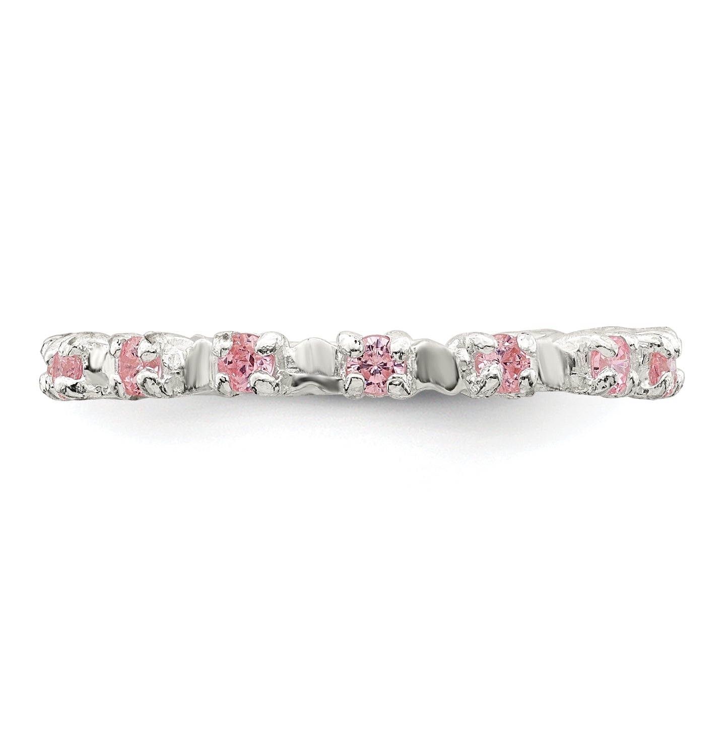 Sterling Silver Polished Pink Cubic Zirconia Children's Ring, Size 3