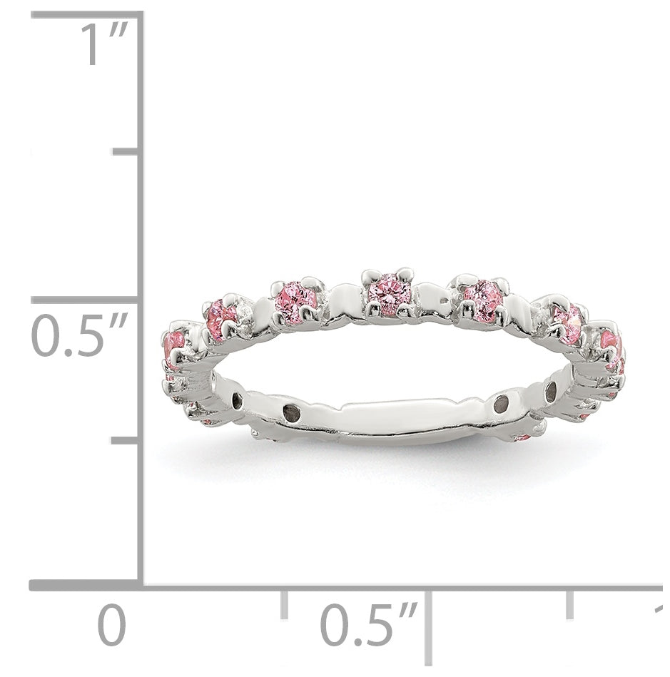 Sterling Silver Polished Pink Cubic Zirconia Children's Ring, Size 3