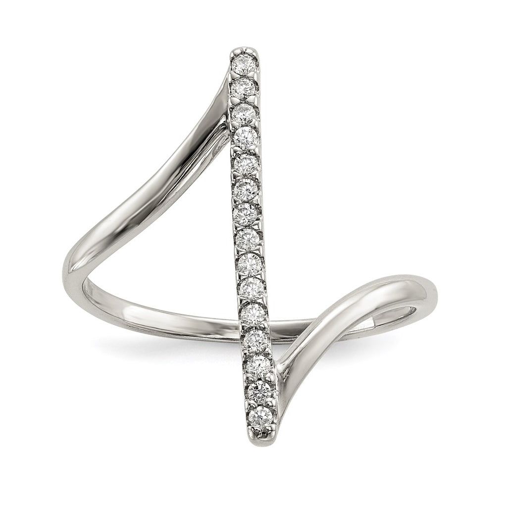 Sterling Silver Cubic Zirconia Bar Ring – Elegant Jewelry Gift for Birthday, Anniversary, Engagement, Wedding