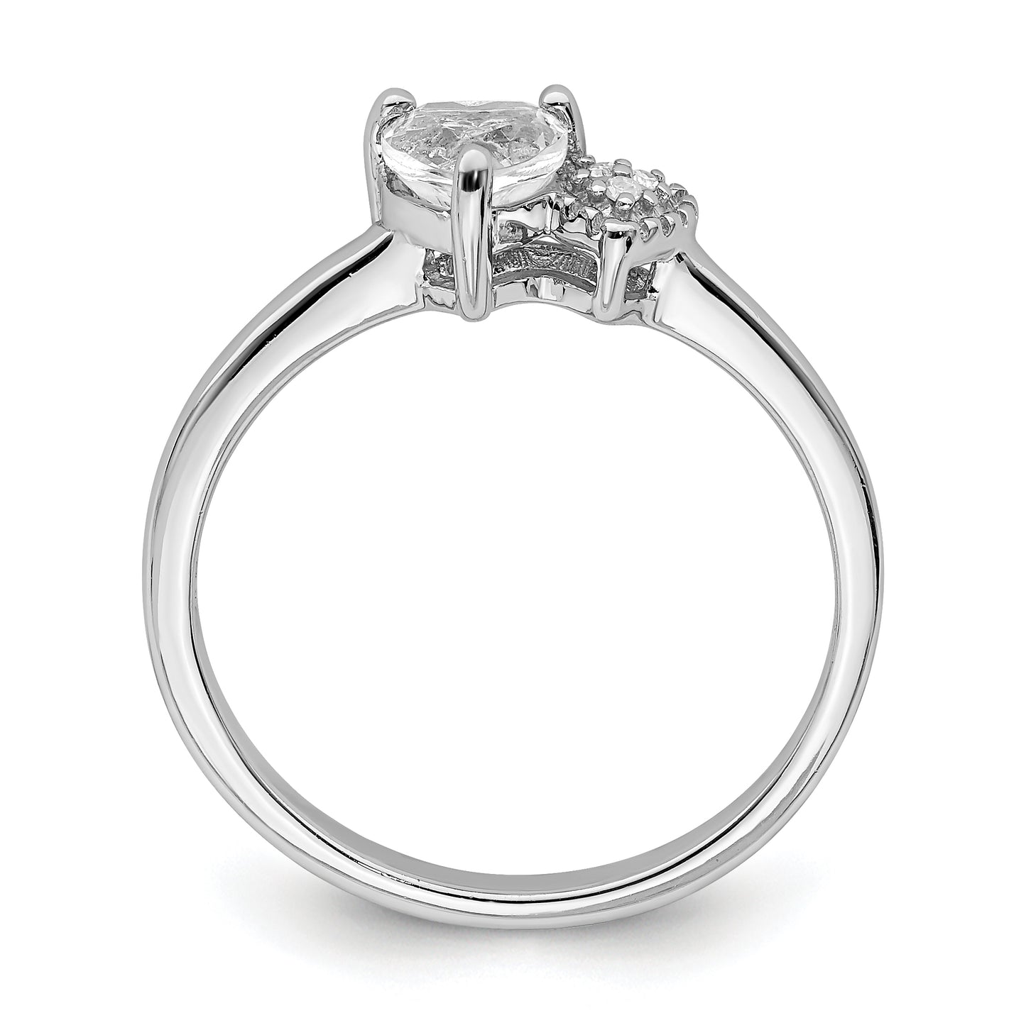 Sterling Silver Rhodium plated Polished White Topaz and Diamond Ring, Size 7