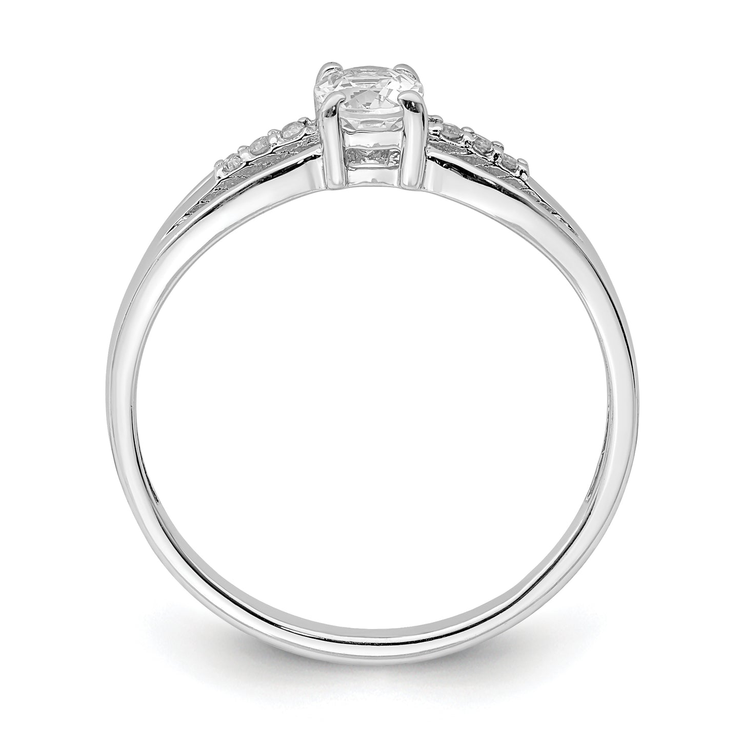 Sterling Silver Rhodium Plated Diamond White Topaz Ring, Size 8