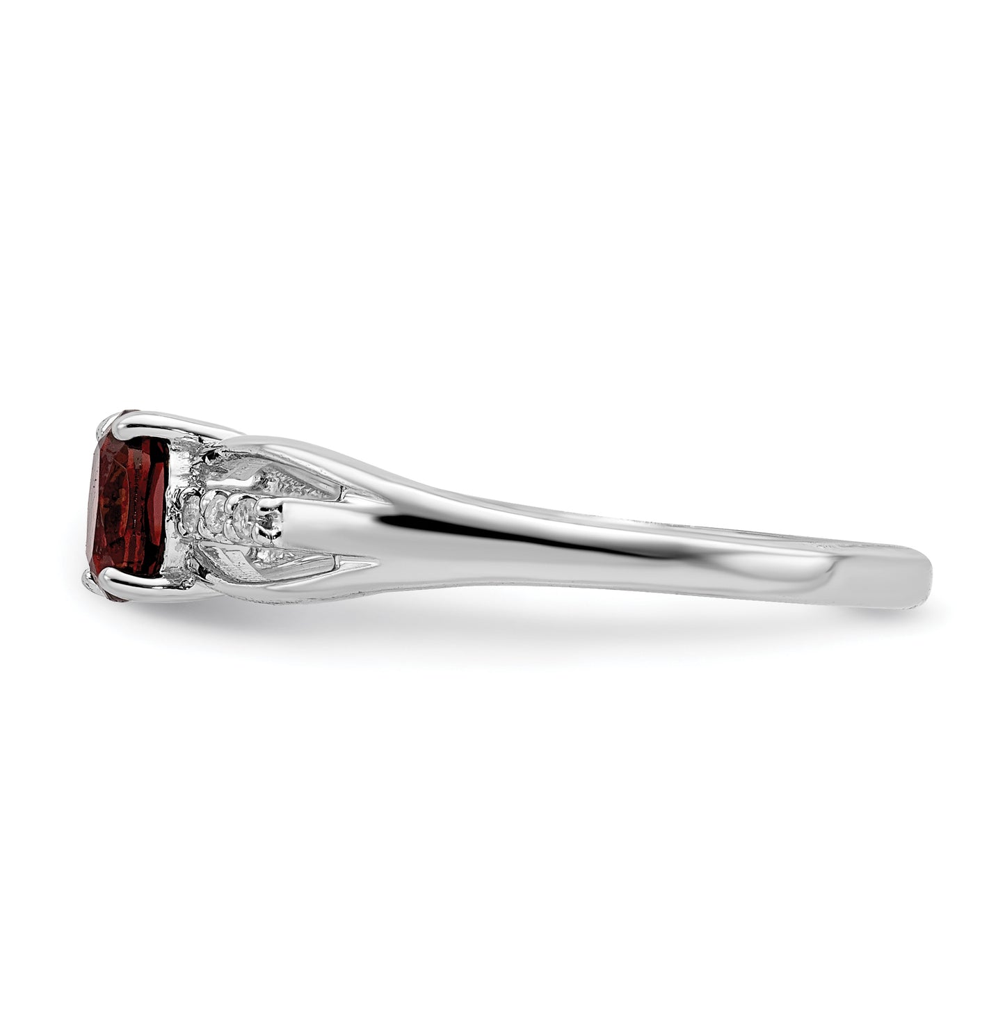 Sterling Silver Rhodium Plated Diamond Garnet Ring, Size 8