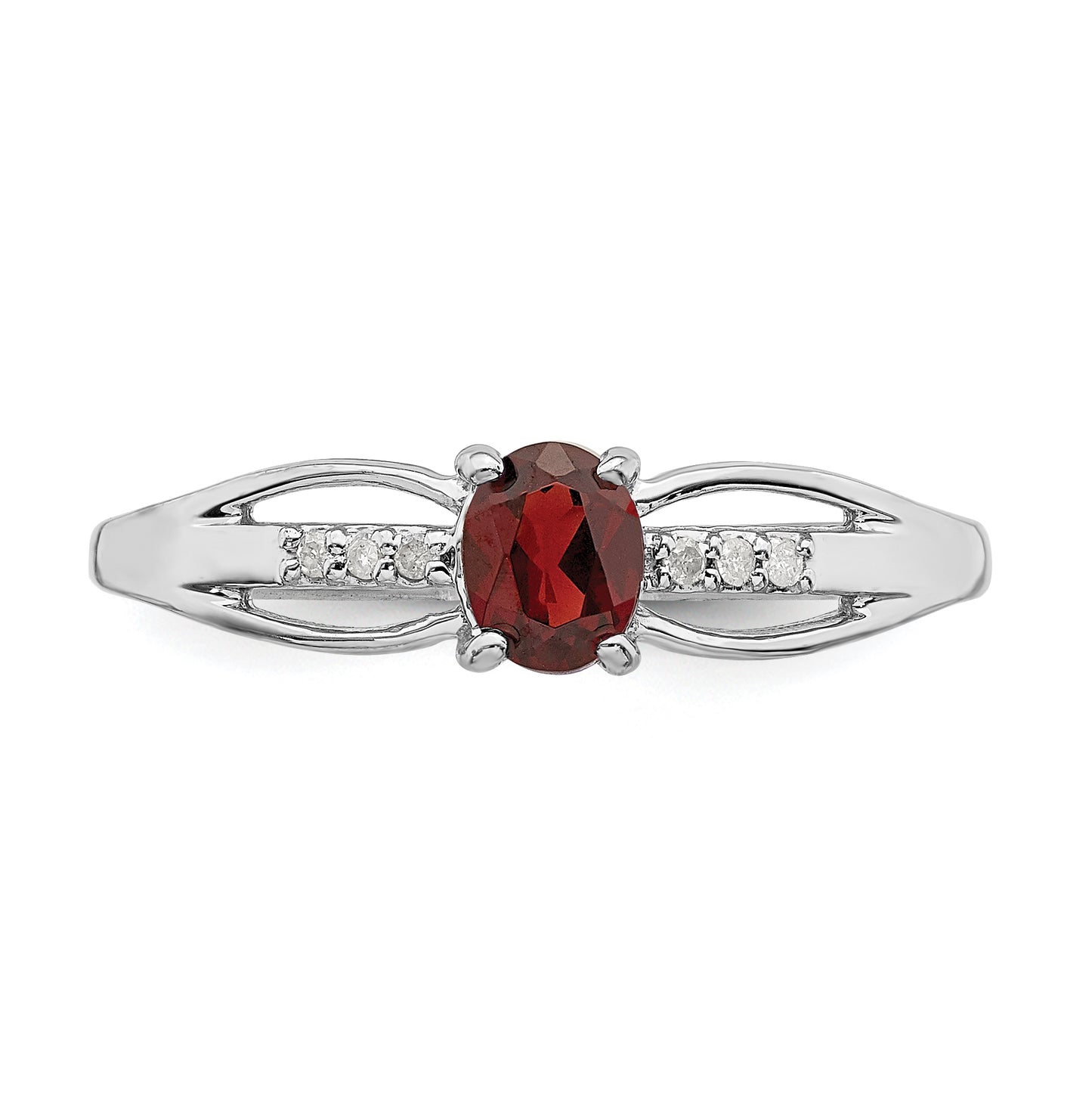 Sterling Silver Rhodium Plated Diamond Garnet Ring, Size 7