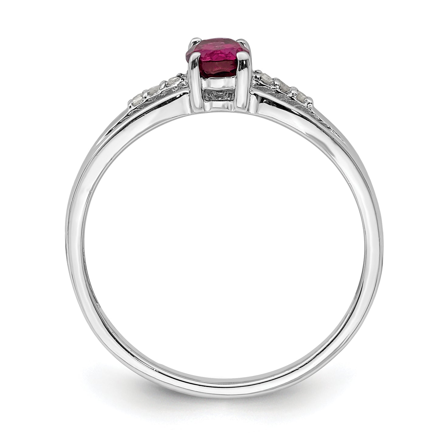 Sterling Silver Rhodium Plated Diamond Rhodolite Garnet Ring, Size 8