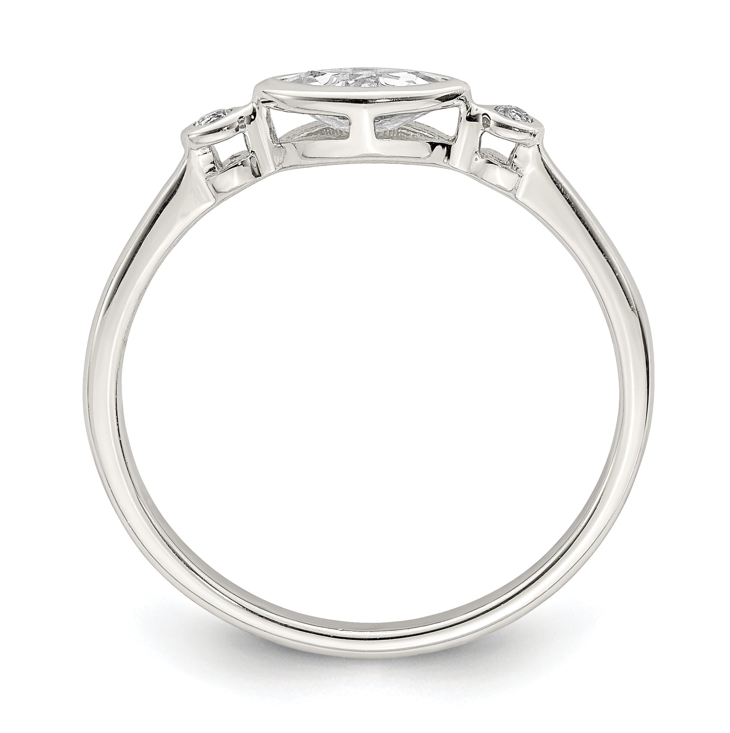 Sterling Silver Rhodium plated Polished White Topaz Ring, Size 7