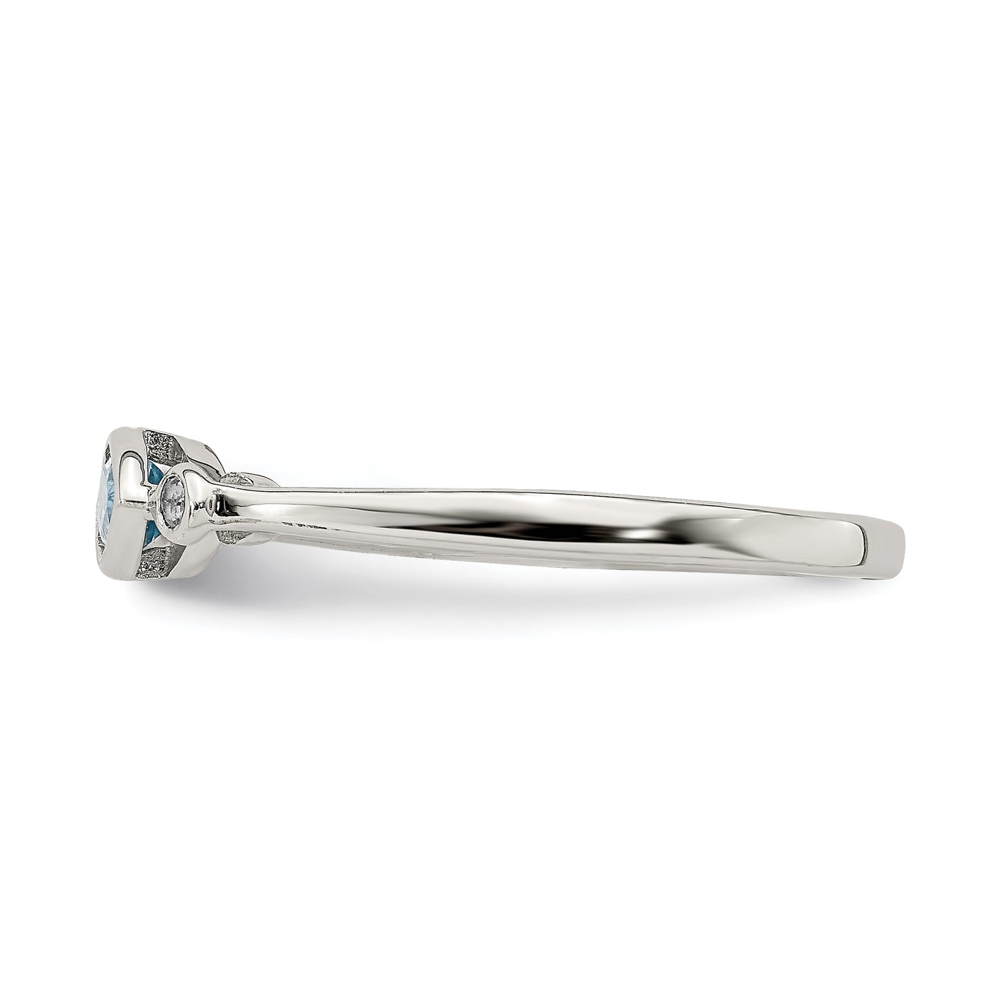 Sterling Silver Rhodium plated Polished Blue Topaz/White Topaz Ring, Size 8