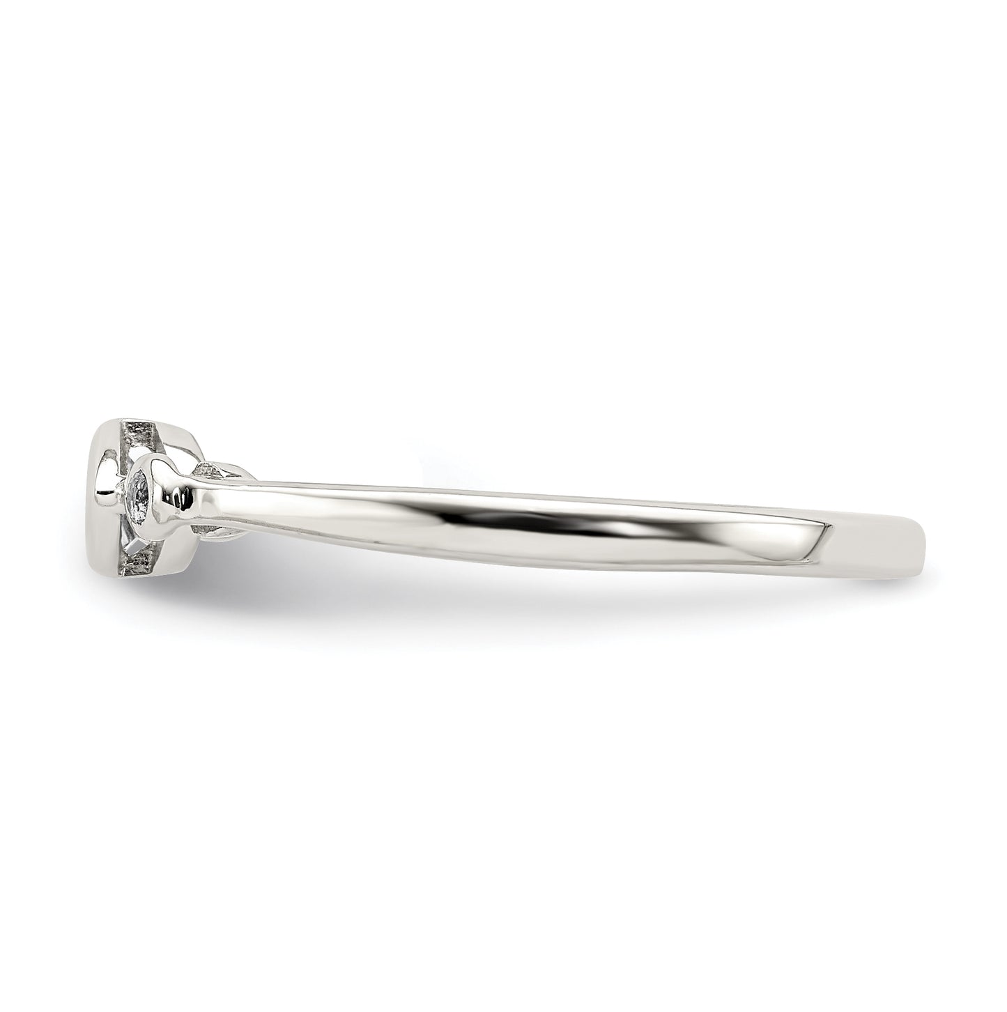 Sterling Silver Rhodium plated Polished Aquamarine/White Topaz Ring, Size 8