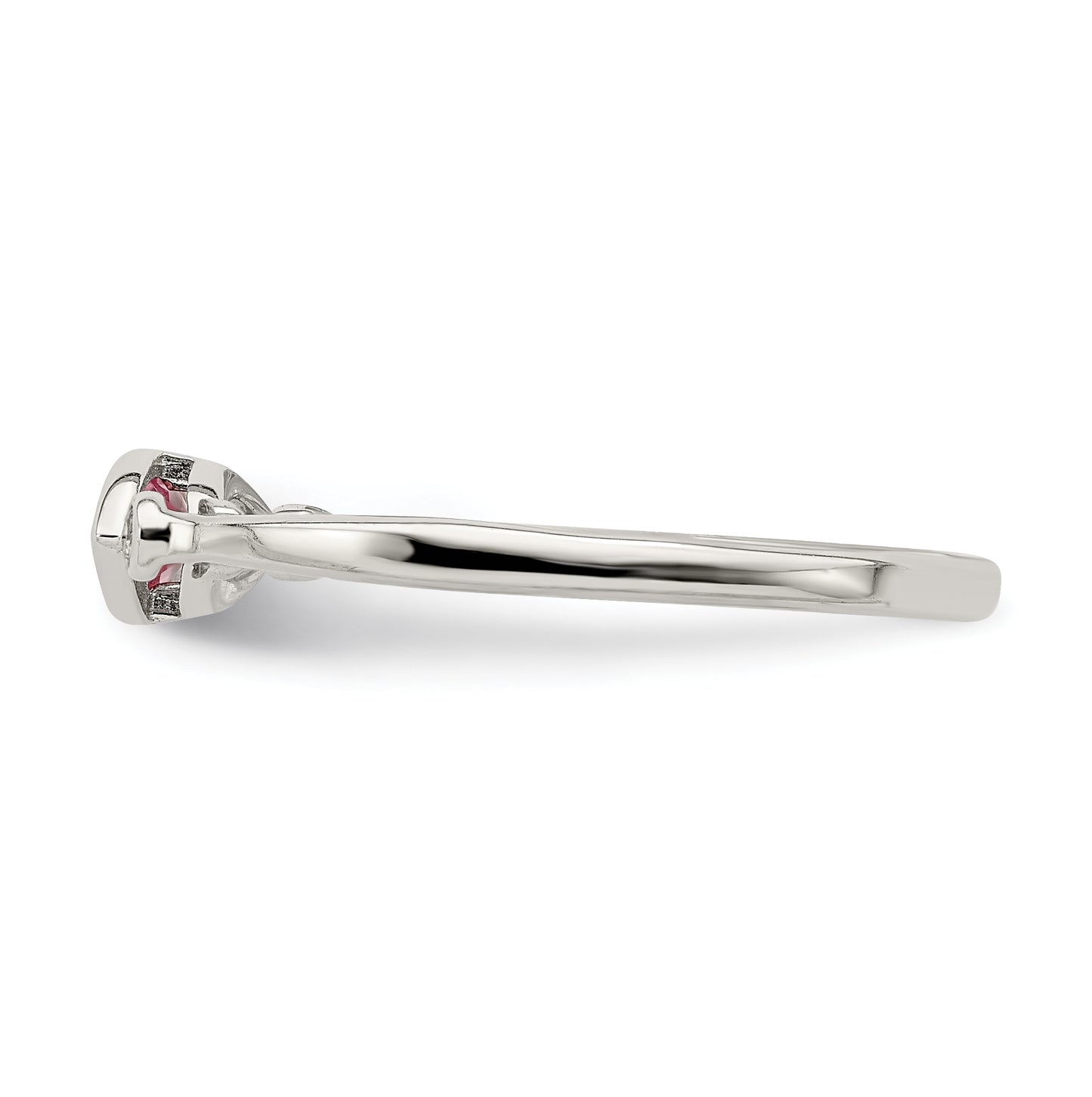Sterling Silver Rhodium Plated Polished Pink Tourmaline/ White Topaz Ring, Size 6