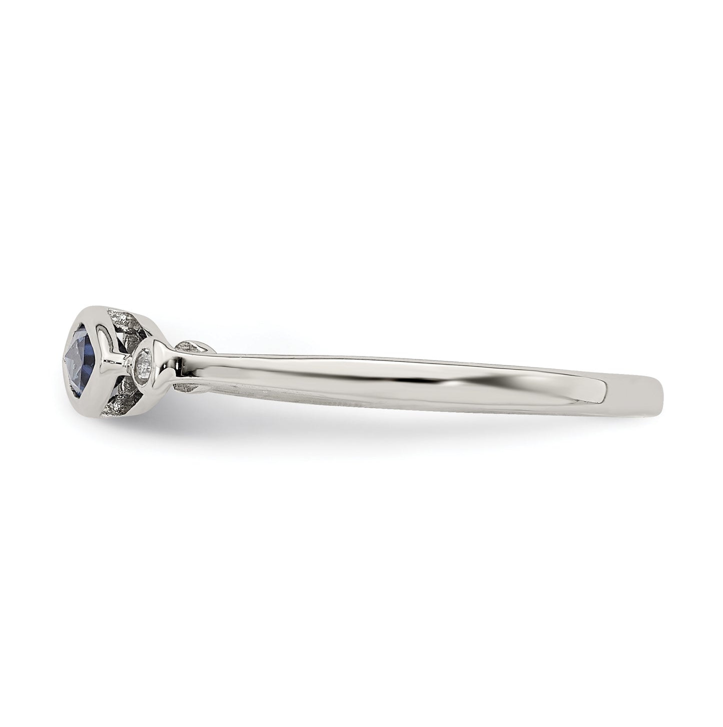 Sterling Silver Rhodium Plated Polished Created Sapphire/White Topaz Ring, Size 8