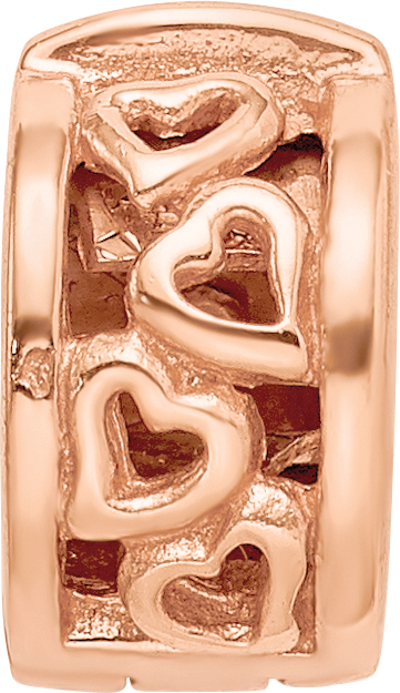 Sterling Silver Reflections Rose Gold plated Hearts Clip Bead