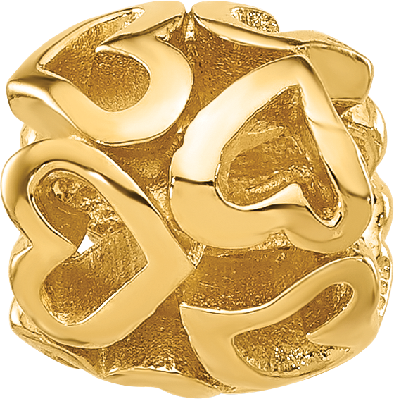 Sterling Silver Reflections Gold plated Multiple Hearts Bead