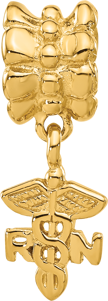 Sterling Silver Reflections Gold plated RN Nurse Dangle Bead