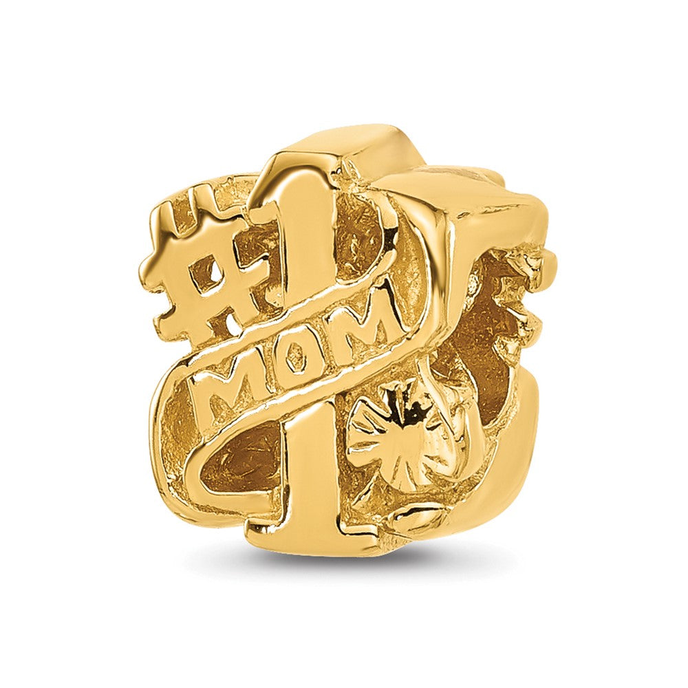 Sterling Silver Reflections Gold plated Number 1 Mom Floral Bead