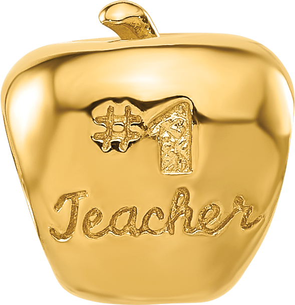 Sterling Silver Reflections Gold plated Number 1 Teacher Apple Bead