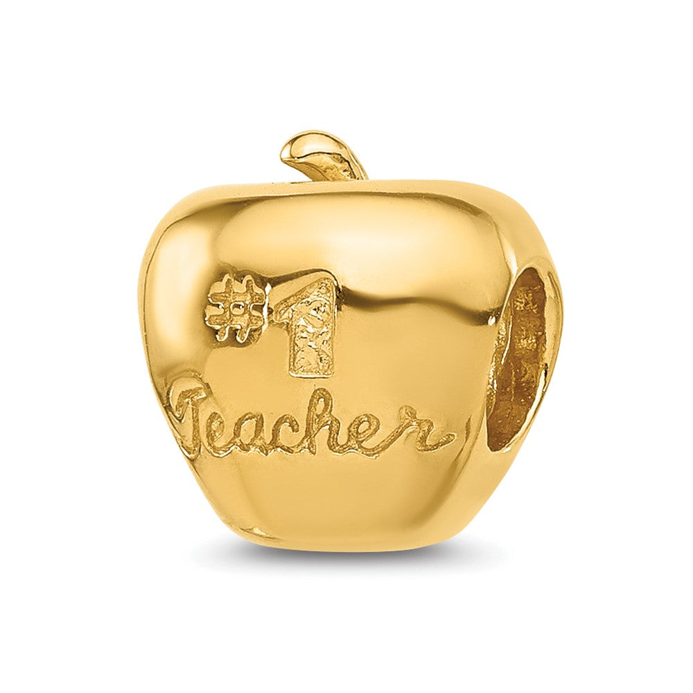 Sterling Silver Reflections Gold plated Number 1 Teacher Apple Bead