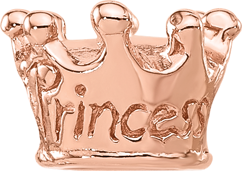 Sterling Silver Reflections Rose Gold plated Princess Crown Kids Bead