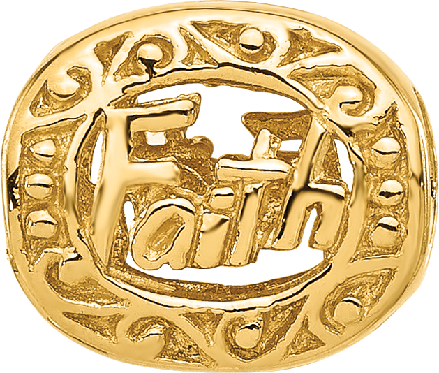 Sterling Silver Reflections Gold plated Floral Faith Oval Bead