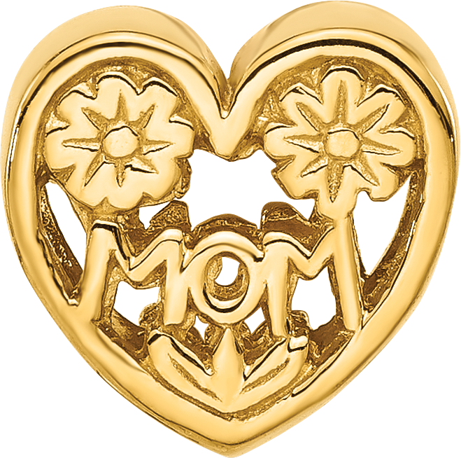 Sterling Silver Reflections Gold plated Floral Mom Heart Bead