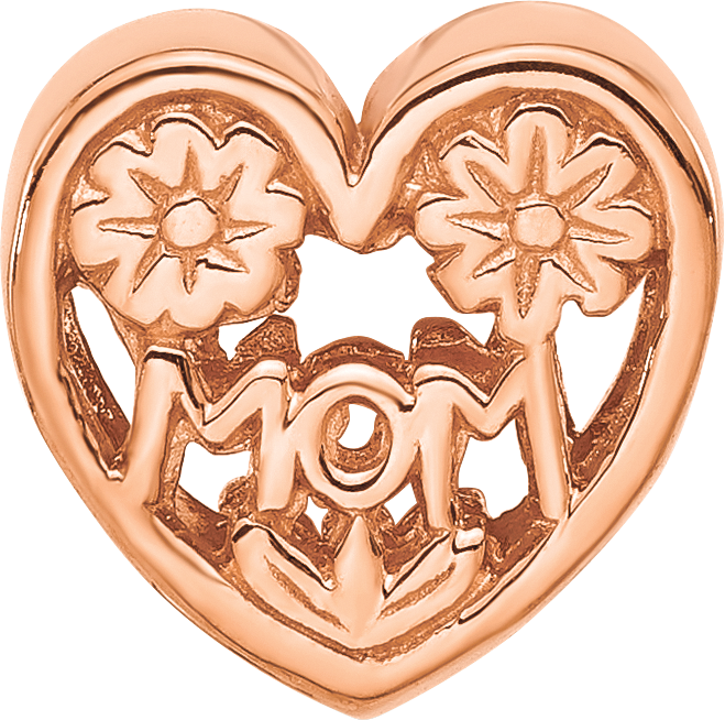 Sterling Silver Reflections Rose Gold plated Floral Mom Heart Bead