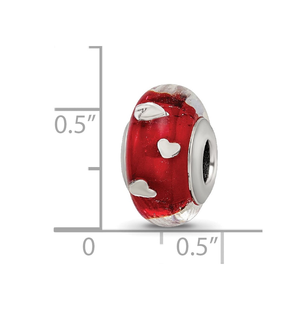 Sterling Silver Reflections Red Hearts Italian Glass Bead – Elegant Jewelry Gift for Birthday, Anniversary, Engagement, Wedding