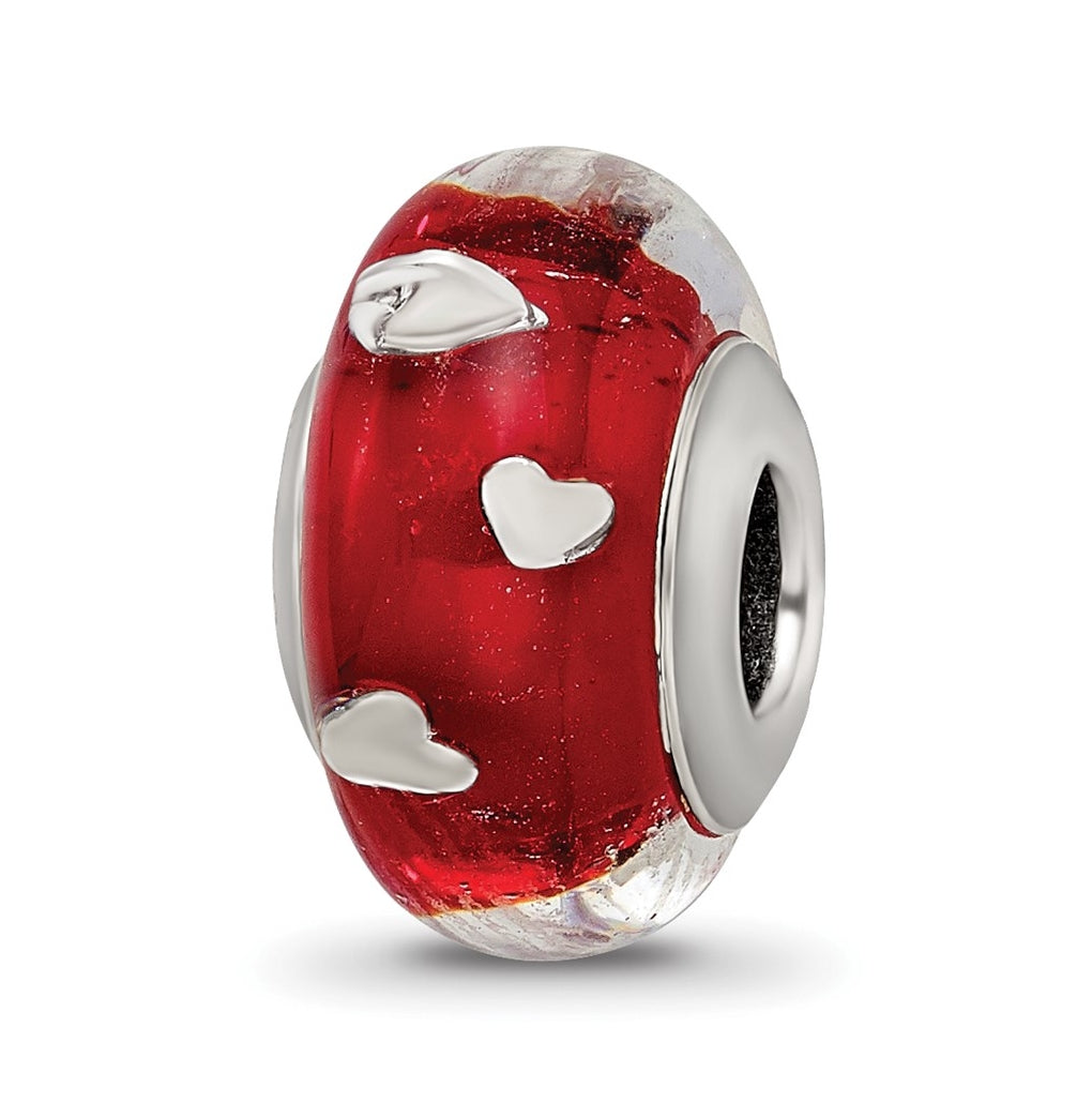 Sterling Silver Reflections Red Hearts Italian Glass Bead – Elegant Jewelry Gift for Birthday, Anniversary, Engagement, Wedding