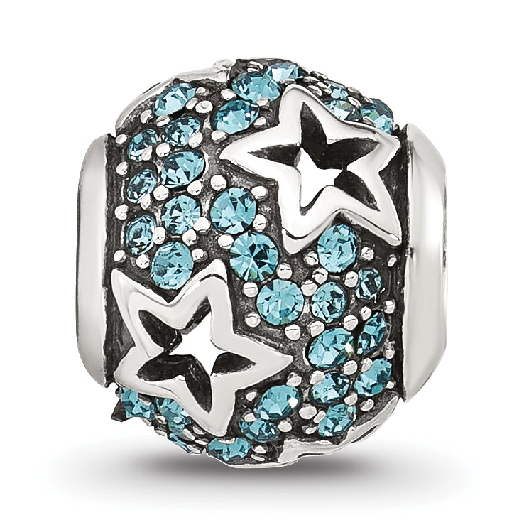 Sterling Silver Reflections Blue Cubic Zirconia Stars Round Bead