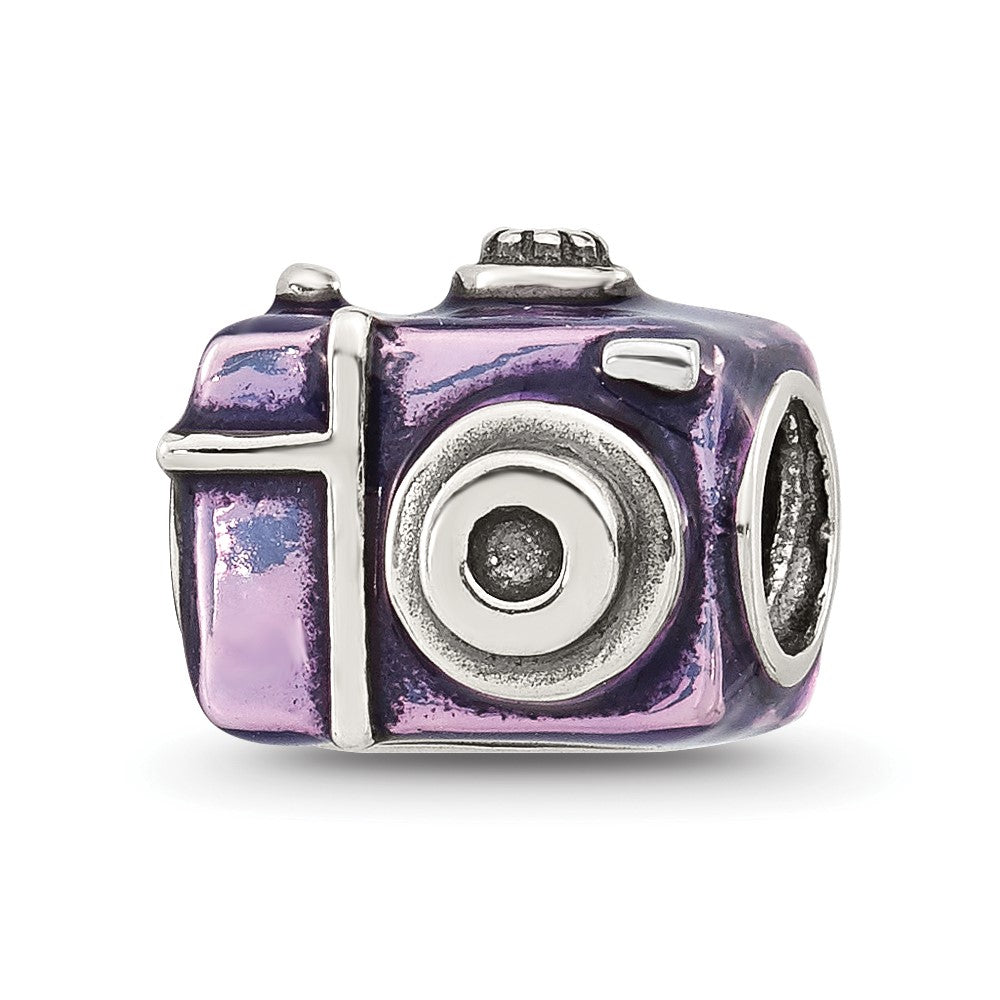 Sterling Silver Reflections Purple Enamel Camera Bead