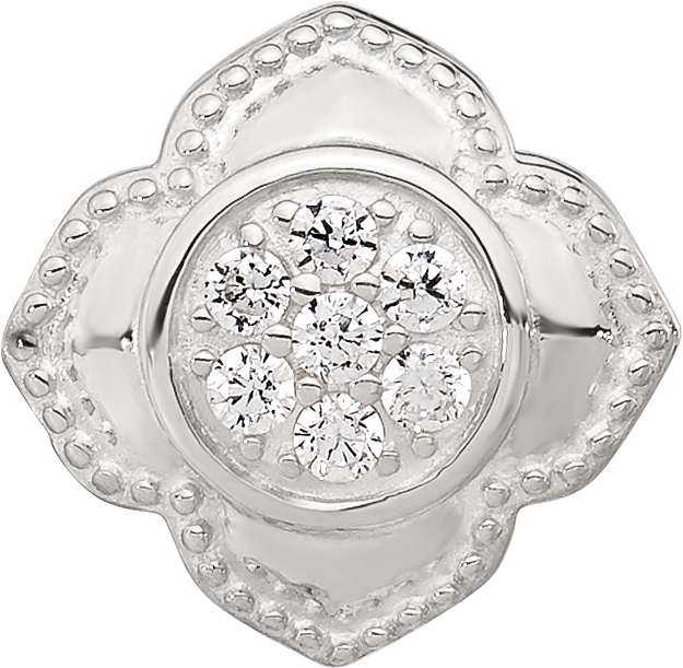 Sterling Silver Reflections Polished Cubic Zirconia Floral Nana Bead
