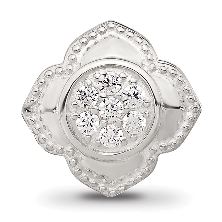 Sterling Silver Reflections Polished Cubic Zirconia Floral Nana Bead