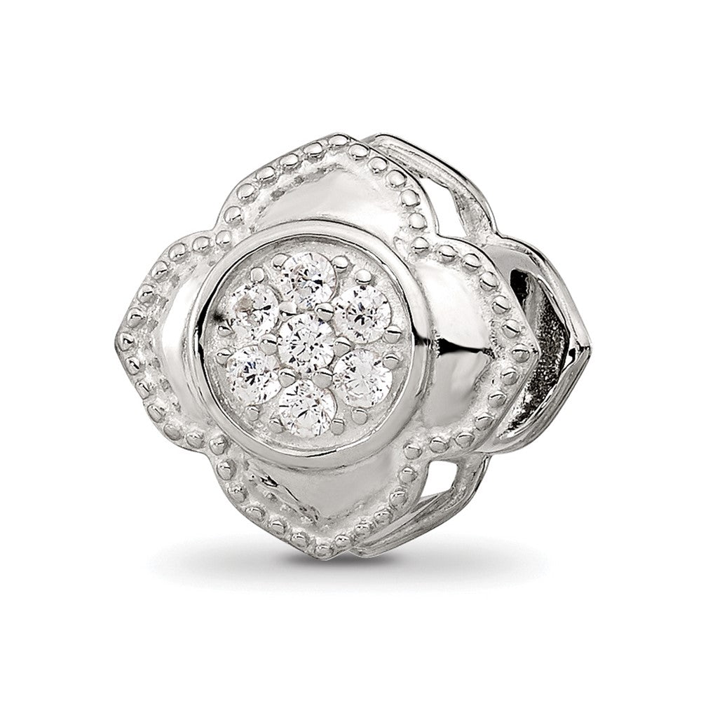Sterling Silver Reflections Polished Cubic Zirconia Floral Nana Bead