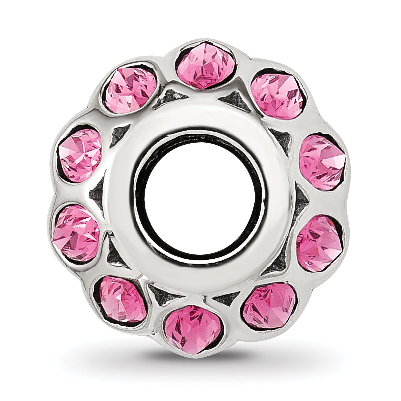 Sterling Silver Reflections Red Cubic Zirconia Round Bead